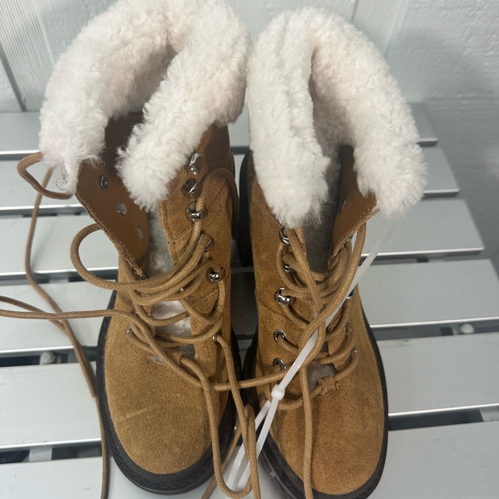 MARC FISHER LTD Mlvacinta Leather Shearling Booties Size 5 NWOT - Picture 2 of 9